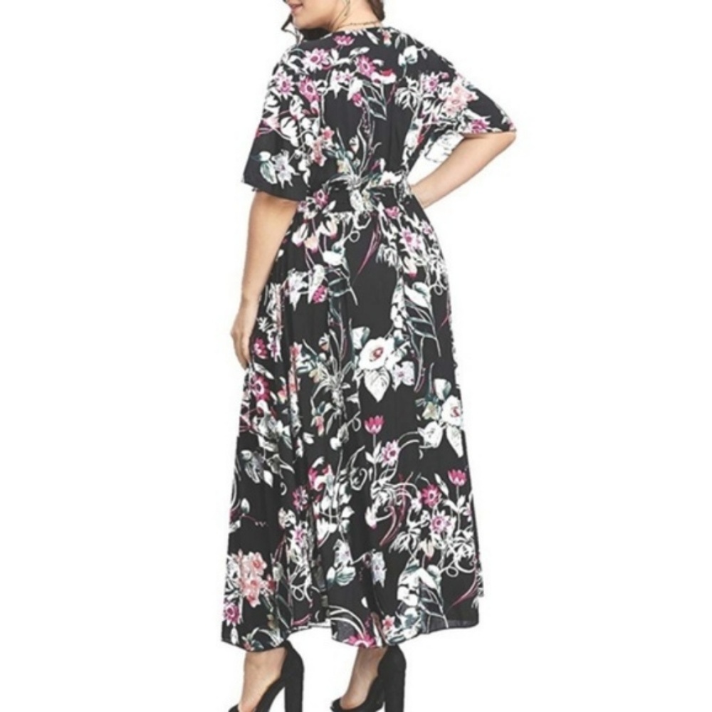 NWT Floral Button Down PLUS Maxi Chiffon Dress - Picture 3 of 5